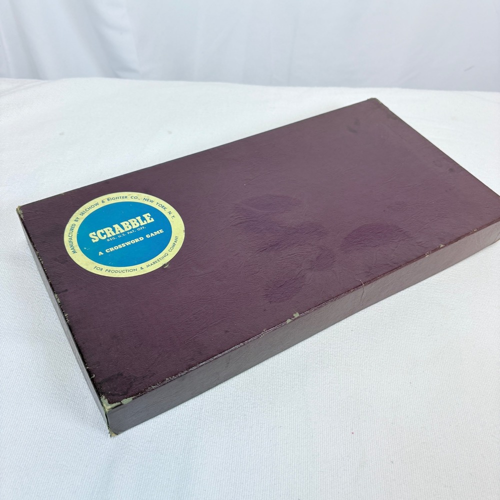Vintage Scrabble Crossword Game 1987 Selchow & Righter Wood Tiles Maroon Box